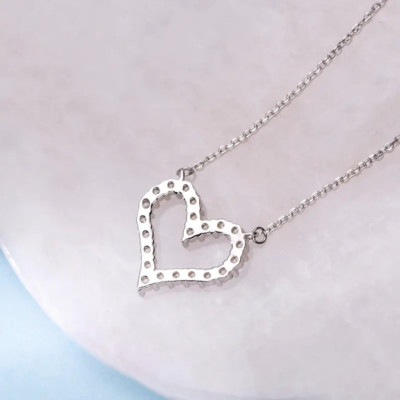 Sterling Heart Charm Diamond Necklace