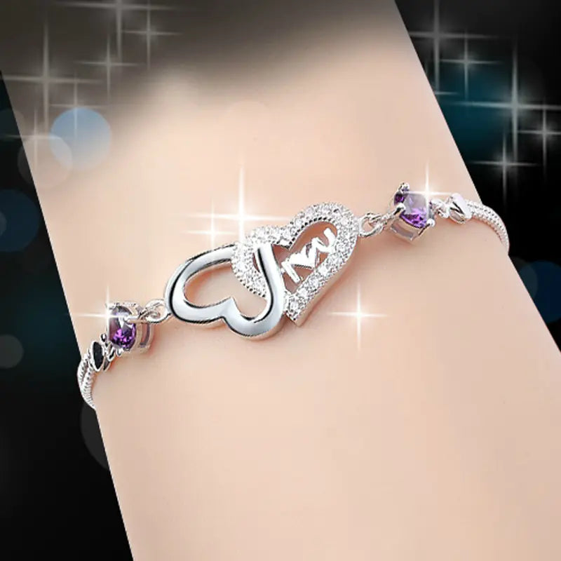 Sterling Silver Twin Heart Bracelet