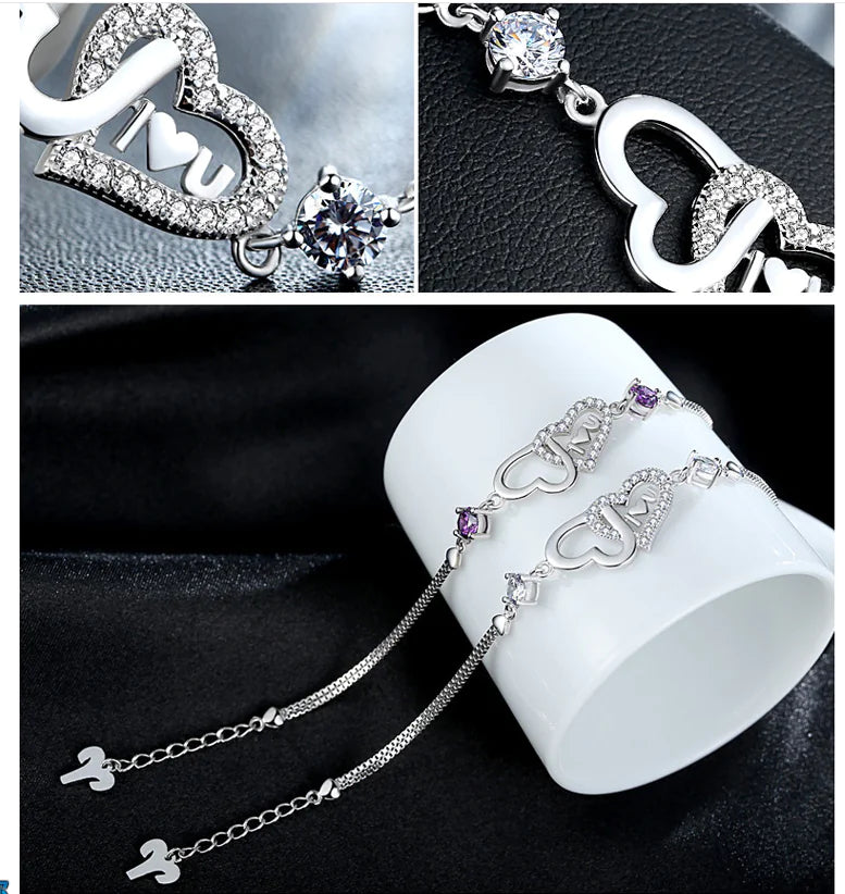 Sterling Silver Twin Heart Bracelet
