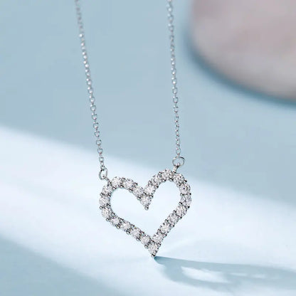 Sterling Heart Charm Diamond Necklace