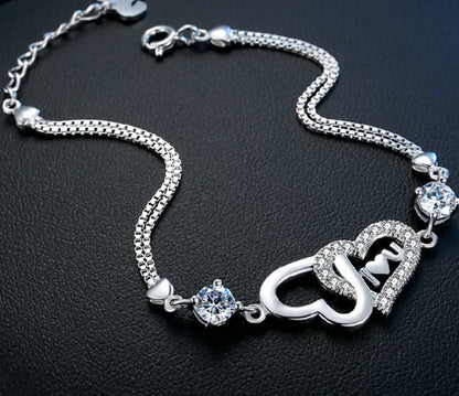 Sterling Silver Twin Heart Bracelet