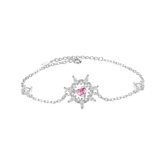 Women's Sterling Silver Sunflower Heart Bracelet