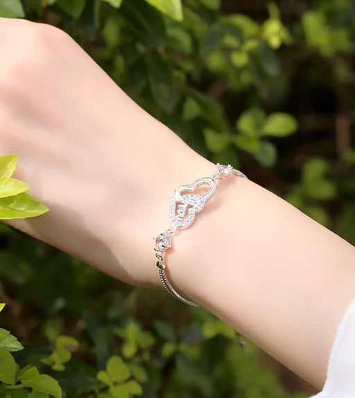 Sterling Silver Twin Heart Bracelet