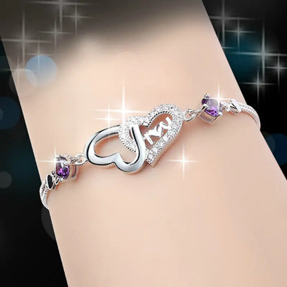 Sterling Silver Twin Heart Bracelet
