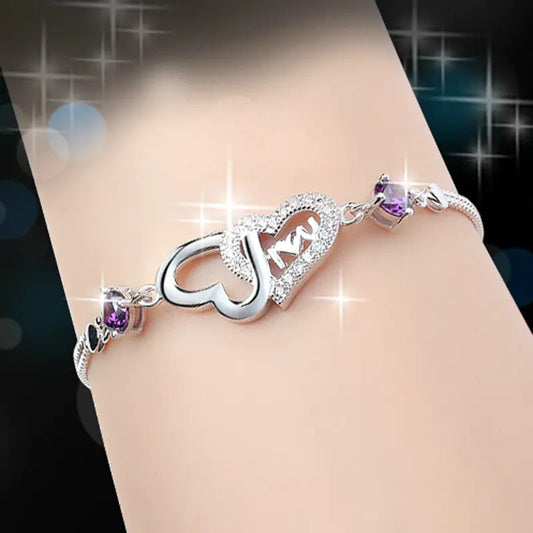 Sterling Silver Twin Heart Bracelet